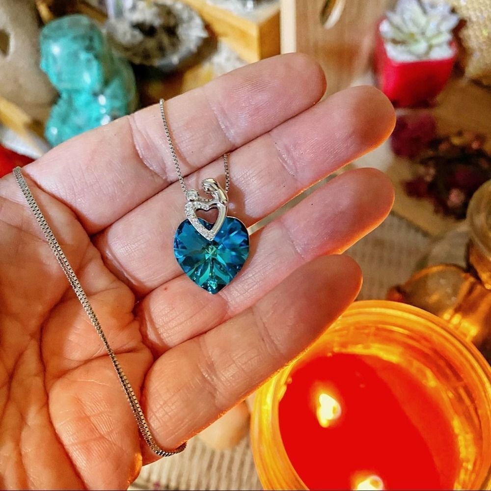 Sterling Silver Mother & Child Crystal Necklace